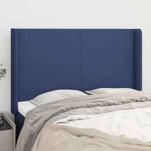 Čelo postele typu ušák modré 147x16x118/128 cm textil 3119304