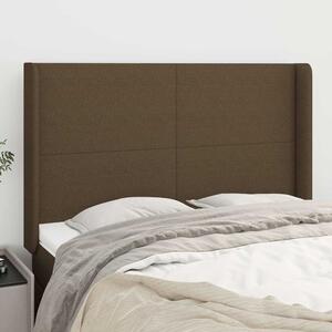Čelo postele typu ušák tmavě hnědé 147x16x118/128 cm textil 3119301
