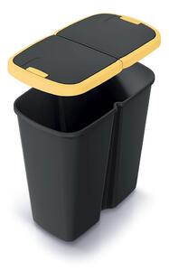 Prosperplast Odpadkový koš COMPACTA Q DUO černý se žlutým víkem, objem 45l