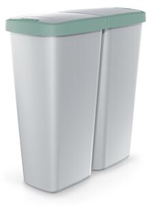 Prosperplast Odpadkový koš COMPACTA Q DUO popelavý se světle zelným víkem, objem 50l