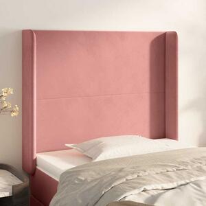 Čelo postele typu ušák růžové 83x16x118/128 cm samet 3119335