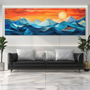 Obraz na plátně - Zimní vrcholky hor, abstrakce FeelHappy.cz Velikost obrazu: 60 x 20 cm