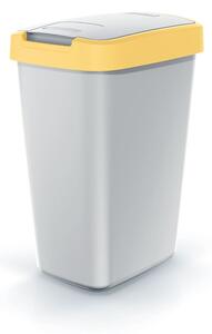 Odpadkový koš COMPACTA Q FLAP popelavý se světle žlutým víkem, objem 12l