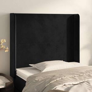 Čelo postele typu ušák černé 93x16x118/128 cm samet 3119338