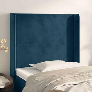 Čelo postele typu ušák tmavě modrá 93x16x118/128 cm samet 3119340