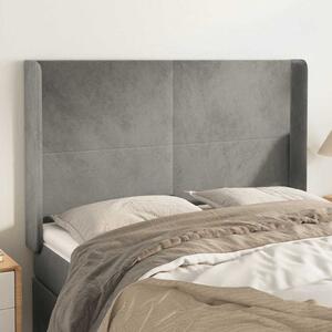 Čelo postele typu ušák světle šedé 147x16x118/128 cm samet 3119348