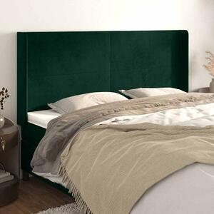 Čelo postele typu ušák tmavě zelená 163x16x118/128 cm samet 3119357