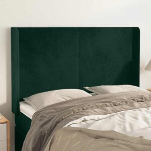 Čelo postele typu ušák tmavě zelená 147x16x118/128 cm samet 3119351