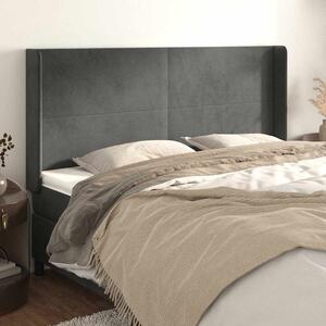Čelo postele typu ušák tmavě šedé 183x16x118/128 cm samet 3119361