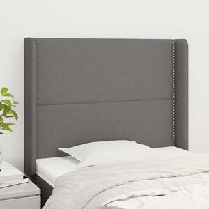 Čelo postele typu ušák tmavě šedé 103x16x118/128 cm textil 3119431