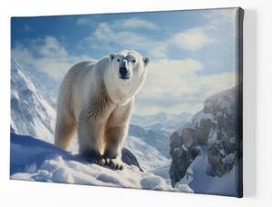 FeelHappy Obraz na plátně - Lední medvěd se rozhlíží ve sněžných horách Velikost obrazu: 210 x 140 cm