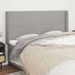 Čelo postele typu ušák světle šedé 203x16x118/128 cm textil 3119462