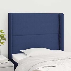 Čelo postele typu ušák modré 103x16x118/128 cm textil 3119436