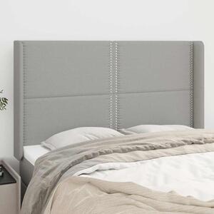 Čelo postele typu ušák světle šedé 147x16x118/128 cm textil 3119438