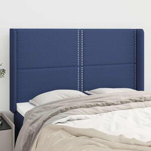 Čelo postele typu ušák modré 147x16x118/128 cm textil 3119444