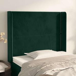 Čelo postele typu ušák tmavě zelená 103x16x118/128 cm samet 3119485