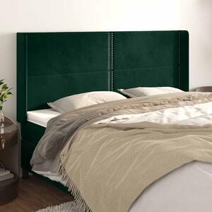 Čelo postele typu ušák tmavě zelená 203x16x118/128 cm samet 3119509