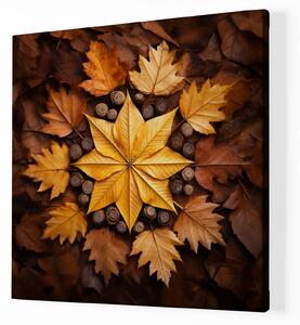 Obraz na plátně - Mandala podzimní listí FeelHappy.cz Velikost obrazu: 40 x 40 cm