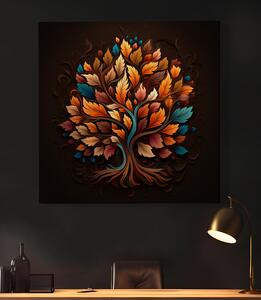 Obraz na plátně - Strom života podzimní listy FeelHappy.cz Velikost obrazu: 40 x 40 cm