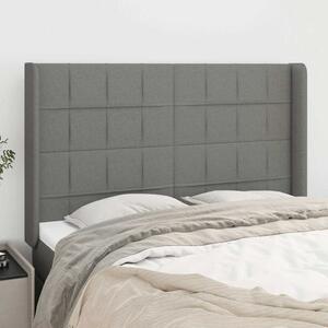 Čelo postele typu ušák tmavě šedé 147x16x118/128 cm textil 3119579