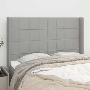 Čelo postele typu ušák světle šedé 147x16x118/128 cm textil 3119578
