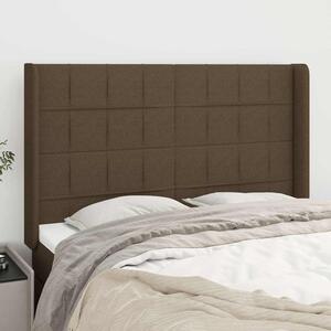 Čelo postele typu ušák tmavě hnědé 147x16x118/128 cm textil 3119581