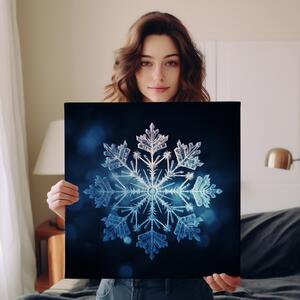 Obraz na plátně - Mandala ledová sněhová vločka FeelHappy.cz Velikost obrazu: 140 x 140 cm