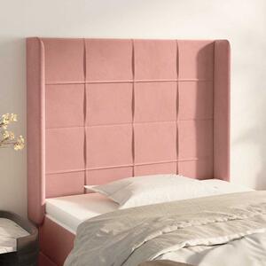 Čelo postele typu ušák růžové 83x16x118/128 cm samet 3119615