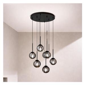 Ondaluce - Lustr na lanku JEWEL 8xE14/10W/230V pr. 70 cm černá/kouřová černá