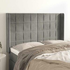 Čelo postele typu ušák světle šedé 147x16x118/128 cm samet 3119628
