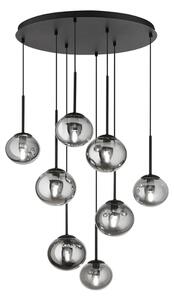 Ondaluce - Lustr na lanku JEWEL 8xE14/10W/230V pr. 70 cm černá/kouřová černá
