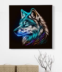 Obraz na plátně - Modro-bílý vlk, hlava FeelHappy.cz Velikost obrazu: 60 x 60 cm