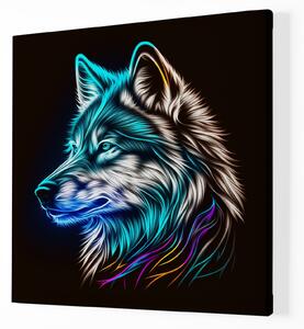 Obraz na plátně - Modro-bílý vlk, hlava FeelHappy.cz Velikost obrazu: 60 x 60 cm