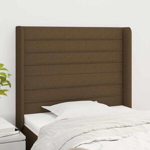 Čelo postele typu ušák tmavě hnědé 93x16x118/128 cm textil 3119705