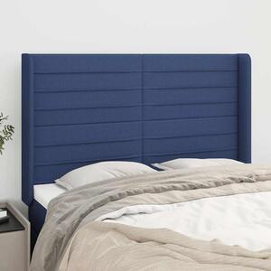 Čelo postele typu ušák modré 147x16x118/128 cm textil 3119724