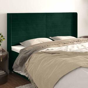 Čelo postele typu ušák tmavě zelená 163x16x118/128 cm samet 3119777