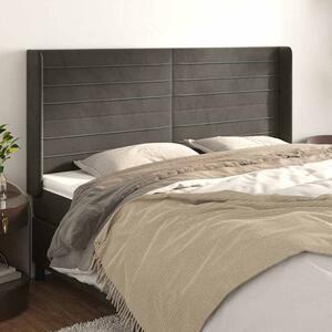 Čelo postele typu ušák tmavě šedé 163x16x118/128 cm samet 3119775