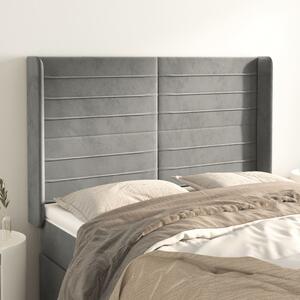 Čelo postele typu ušák světle šedé 147x16x118/128 cm samet 3119768