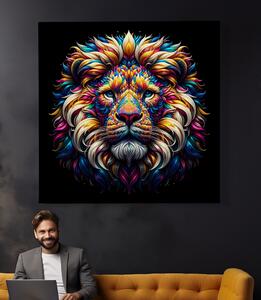 Obraz na plátně - Barevný lev, divoká hříva FeelHappy.cz Velikost obrazu: 60 x 60 cm