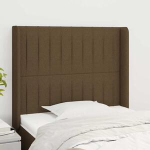 Čelo postele typu ušák tmavě hnědé 93x16x118/128 cm textil 3119803