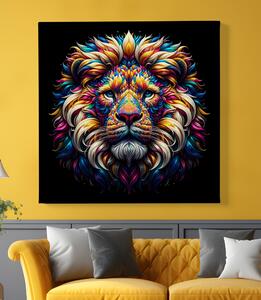 Obraz na plátně - Barevný lev, divoká hříva FeelHappy.cz Velikost obrazu: 40 x 40 cm