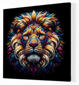 Obraz na plátně - Barevný lev, divoká hříva FeelHappy.cz Velikost obrazu: 40 x 40 cm