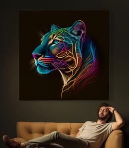 Obraz na plátně - Barevná puma Zlatá Záře FeelHappy.cz Velikost obrazu: 120 x 120 cm