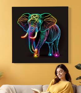 Obraz na plátně - Barevný zářící slon, tělo FeelHappy.cz Velikost obrazu: 40 x 40 cm