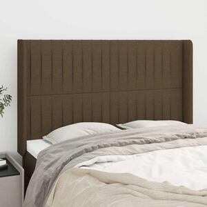 Čelo postele typu ušák tmavě hnědé 147x16x118/128 cm textil 3119819