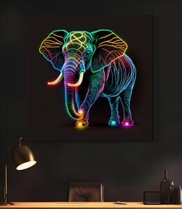 Obraz na plátně - Barevný zářící slon, tělo FeelHappy.cz Velikost obrazu: 40 x 40 cm