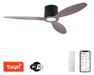ZEVENTI - LED Stropní ventilátor VENTORA LED/24W/230V Wi-Fi Tuya černá/ořech +DO