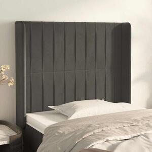 Čelo postele typu ušák tmavě šedé 83x16x118/128 cm samet 3119849