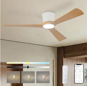 ZEVENTI - LED Stropní ventilátor AUREX LED/24W/230V Wi-Fi Tuya bílá/dub + DO
