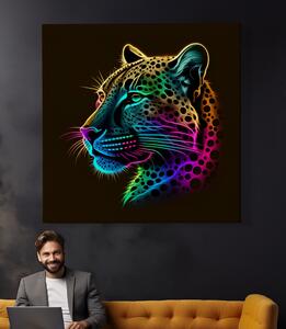 Obraz na plátně - Barevný zářící Gepard FeelHappy.cz Velikost obrazu: 40 x 40 cm
